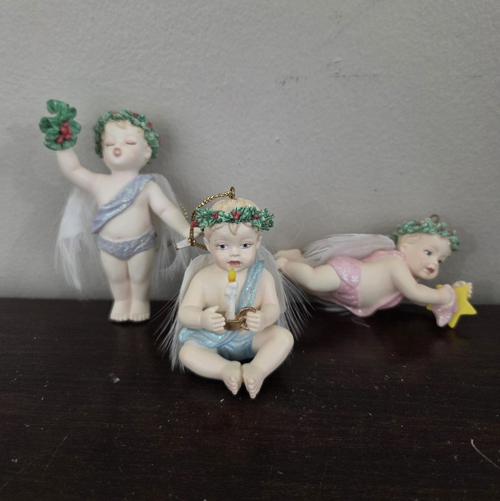 Hamilton Collection Little Messenger Ornaments - Star, Candle & Mistletoe 1997
